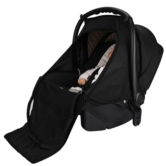 Bebamour Baby Car Seat Cover for Summer Lightweight Car Seat Cover for Boys Girls Breathable Infant Car Seat Cover Canopy (New Black)