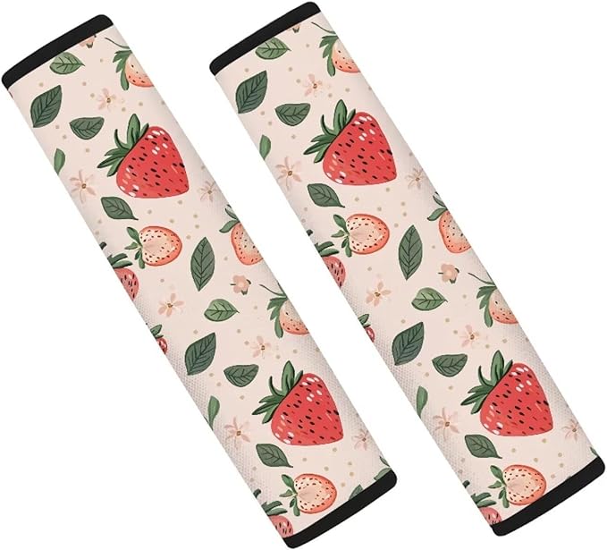Car Seat Belt Strap Shoulder Pad,Car Seat Belt Cover Pad Universal Fit Suitable for Shoulder Bag,Laptop Computer Bags Pink Strawberry Pattern