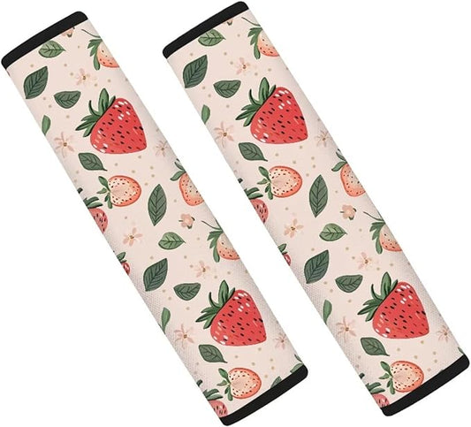 Car Seat Belt Strap Shoulder Pad,Car Seat Belt Cover Pad Universal Fit Suitable for Shoulder Bag,Laptop Computer Bags Pink Strawberry Pattern