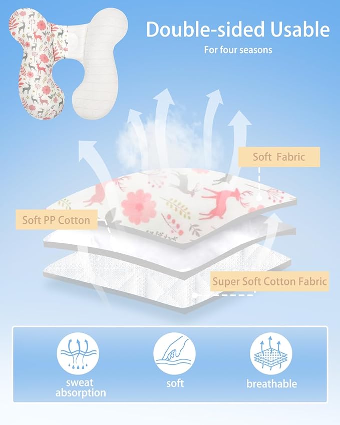 KAKIBLIN Baby Travel Pillow, Baby Neck Pillow for Car Seat, U-Shaped Head and Neck Support for Stroller Pushchair, Soft Cooling Breathable Infant Head Pillow for Newborn Toddler
