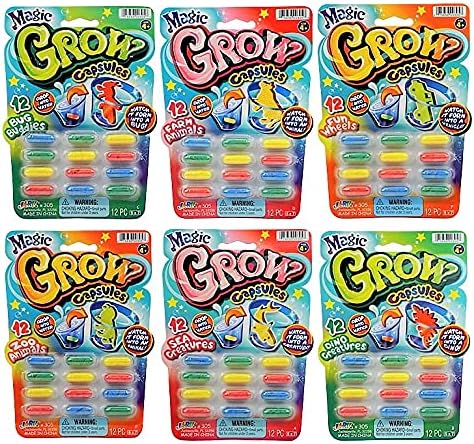 Ja-Ru Magic Grow Capsules, (3 Packs Assorted). Water Growing Animals Capsules. Great Party Favor Kids Toy. Bath Toys for Kids. Fidget Stem Toys. Plus 1 Sticker 305-3s
