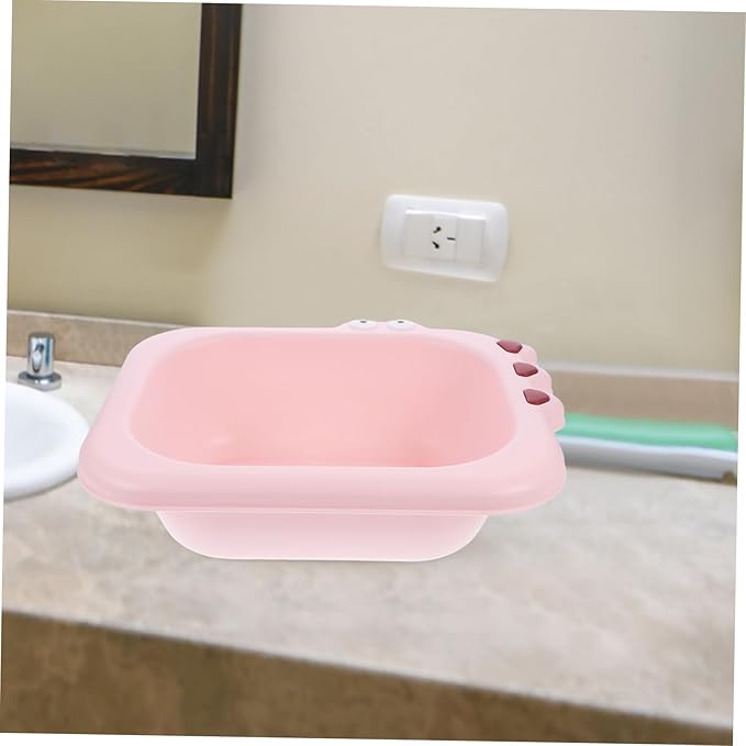Abaodam Portable Wash Basin for Boy Girl and Spacious PP Material Tub with Smooth Rounded Edges Safe and Supply in Pink for Household Use