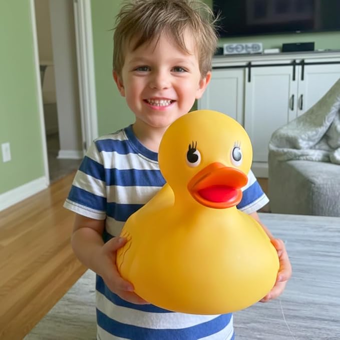 ArtCreativity 10" Jumbo Rubber Duck Bath Toy - 10 Inch Big Large Rubber Duck with 2 Mini Duckies - Classic Yellow Giant Ducky - Bath Toys for Kids