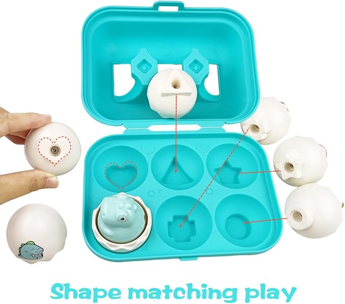 Pinkiwine Easter Hide & Squeak Dinosaur Eggs Montessori Sorting & Matching Learning Toys for Toddlers Kids Boys Girls Easter Basket Stuffers Gifts Party Favors
