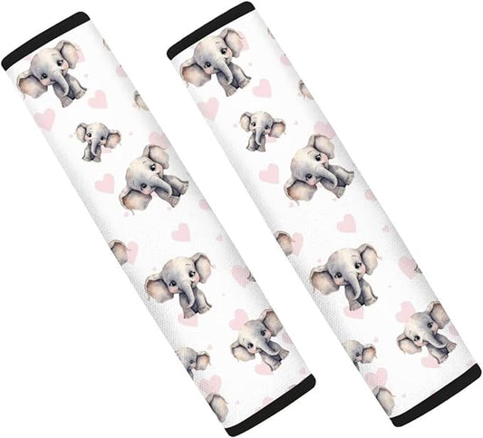 Car Seat Shoulder Strap Pads Seat Belt Pad Pink Seatbelt Covers Elephant Seat Belt Cover Pads Shoulder Pads for Straps Seat Belt Cushion for Kids Car Seat Pads for Straps Seatbelt Pad