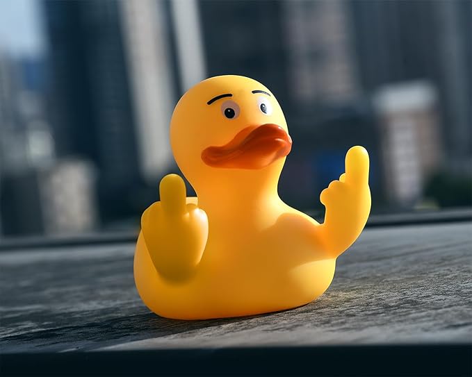 Middle Finger Rubber Ducks 3" Funny Rubber Ducks Giving Two Middle Fingers for Ducking Cool Dashboard Decorations Car Accessories