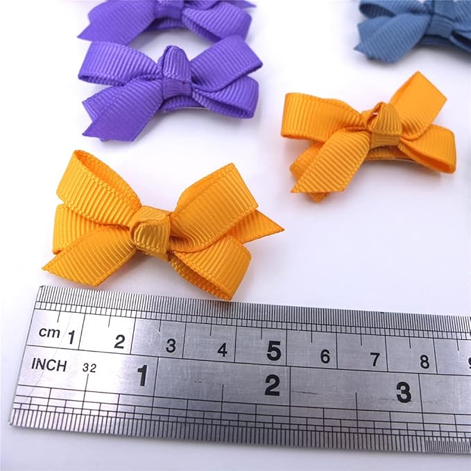 Boutique Baby Hair Clips in Fringe Bangs Toddler Tiny Hair Bow Snap Clips Infant Baby Girls Kids Hair Bows (8 Pairs)