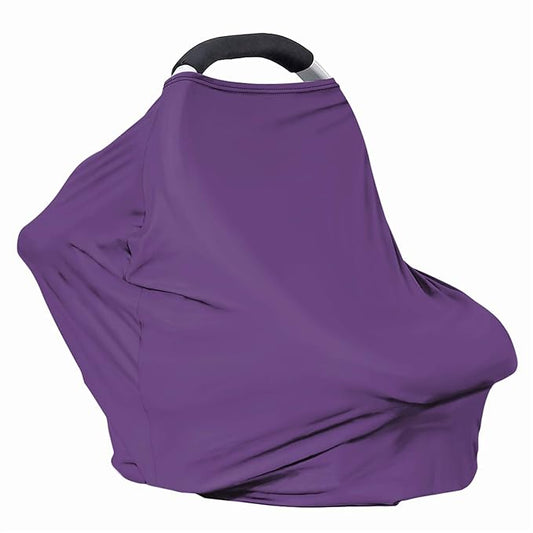 Solid Color Car Seat Nursing Breastfeeding Cover, Multi Use Cover Cozy Carseat Canopy Cover, Infant Babies Stroller Cover,Ultra Soft Stretchy Nurse Gifts Purple Breastfeeding Cover