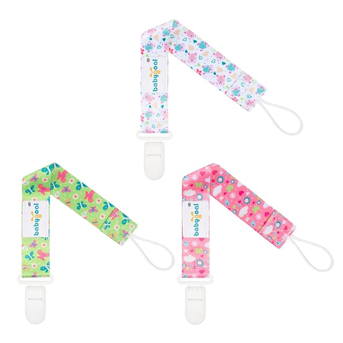 babygoal Floral Pacifier Clips, 6 Pack Binky Paci Holder Leashes Fits for Most Baby Pacifiers and Binkies