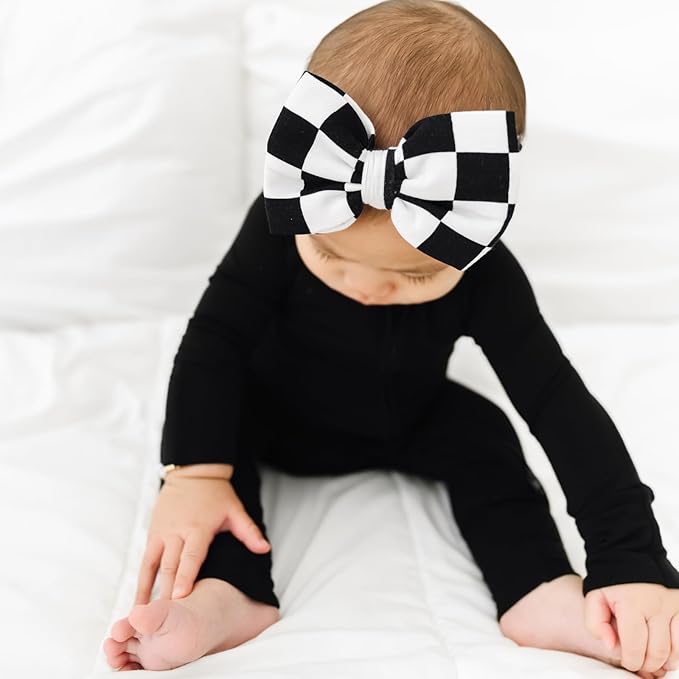 Little Sleepies Luxe Bow Headband, Checks