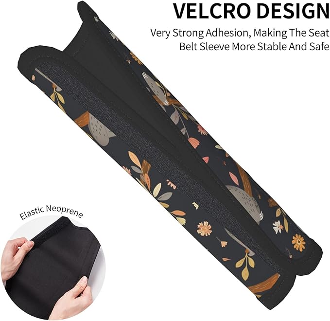Brown Cute Sloth Tree Seatbelt Pads Fits Cars Trucks SUV Sedans Air Permeability Car Seatbelt Strap Cover, Auto Interior Accessories Protector