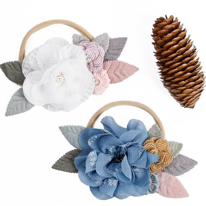 3PCS Baby Girl Flower Headbands Set Elastic Bow Hair Band Handmade Bow For Newborn Infant Toddler Pack