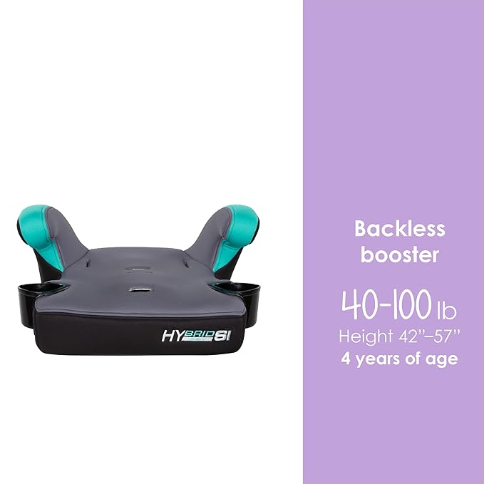 Baby Trend Hybrid SI 3-in-1 Combination Booster Seat, Hoboken Teal – Side-Impact Protection, 3-Stage Growth Design, Adjustable Headrest, Cushioned Comfort