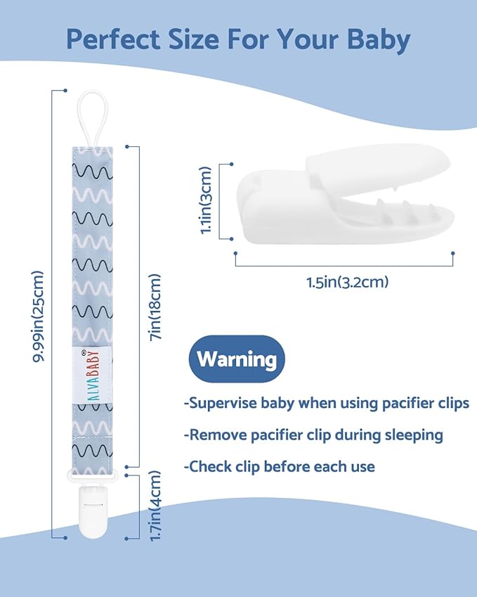ALVABABY Baby Pacifier Clips Paci Universal Holder Leash Pacifier Clip Binky Holder for Teether Soothie 8 Pack 8DP12A