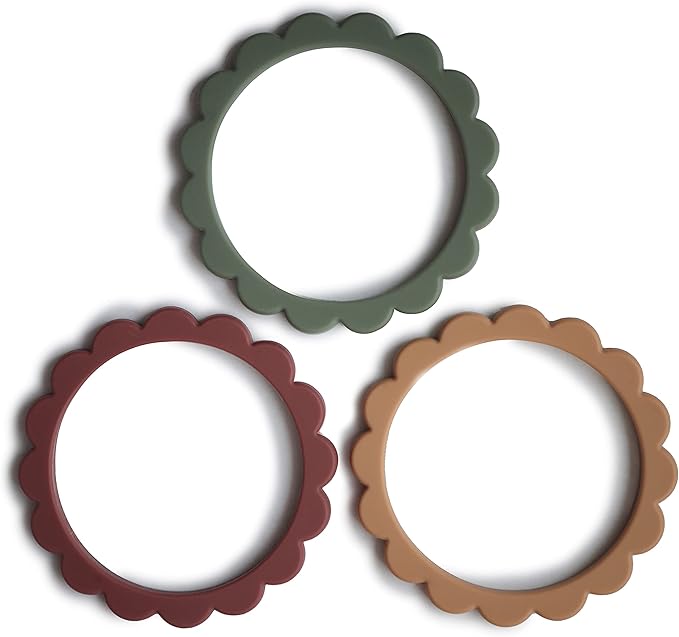 mushie Flower Teether Bracelet | 3-Pack (Dried Thyme/Berry/Natural)