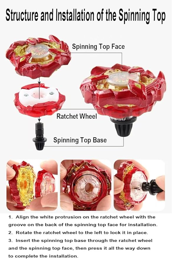 ASVEXKW Battling Set, Spinninning Top Burst Toy Combat Battling Game Set, Spinning & Launchers Stadium, Birthday Gift for Boys, bx 8 Spinning Tops (08-2)