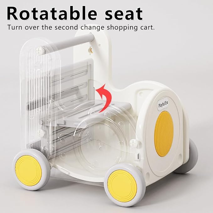 Children's Train Toy Box，Cart for Toddlers 1-3 with Wheels, Drawstring, and Handle for Riding, Walking, Towing, and Storage. Load Capacity 170LBS Great Gift for Toddler Boys and Girls(Train-Yellow)