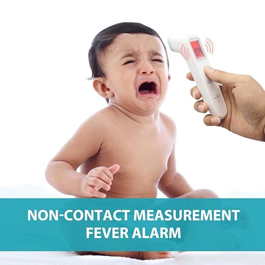 Touchless Thermometer for Adults Kids Baby & Infant - Non Contact Infrared Thermometer with LCD Display - Digital Thermometer Forehead - Built-in Fever Alarm (Blue)
