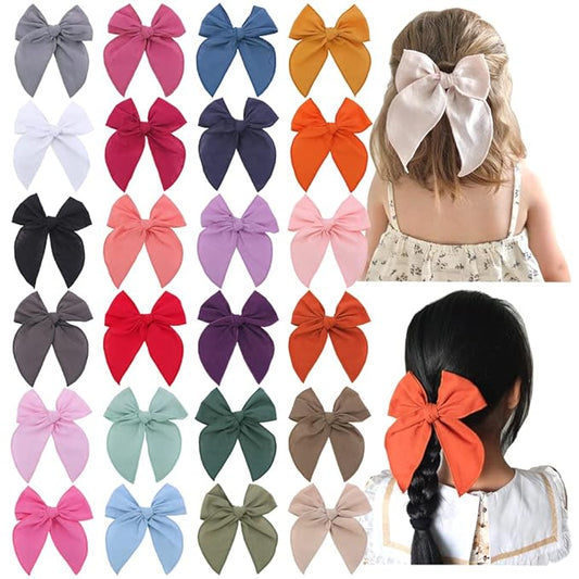 Sugarmelon Pack of 24 Large Linen Hair Clips for Girls Women - 24 PCS Hair Accessories for All Ages (Linen, One Size Fits All, Handmade, Various Occasions, Hair Clip, Hair Securing, Decorative)