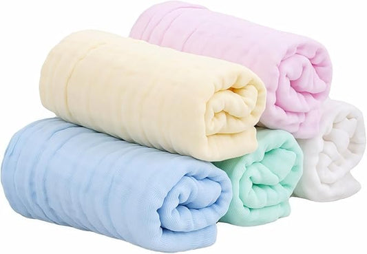 5 Pcs Baby Muslin Washcloth, Soft Newborn Face Towel, Cotton Extra Absorbent Burp Cloths for Baby,Breathable Wash Cloths for Newborn-Infants On Sensitive Skin
