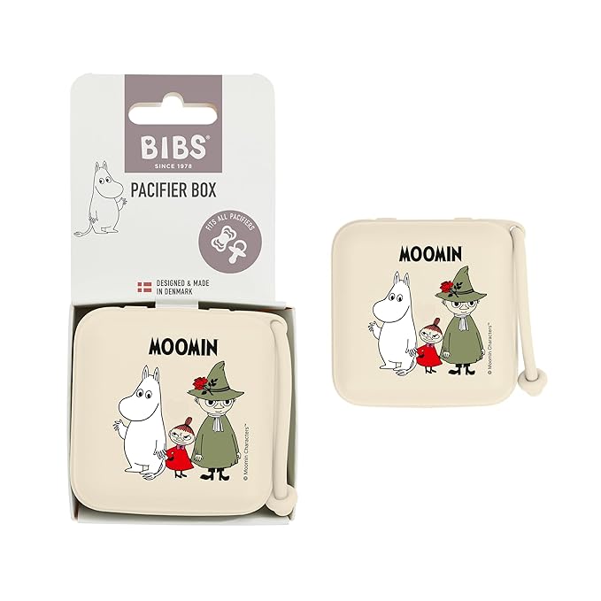 BIBS x Moomins Pacifier Box with Strap. Paci Holder and Steriliser case. 100% BPA Free Food-Grade Material - Ivory