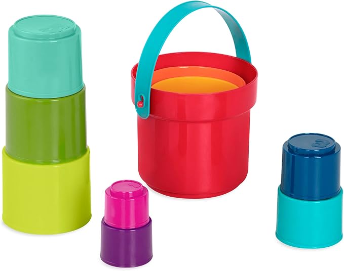 Battat – Stacking Toy – Educational & Dexterity Toy – Nesting Cup Playset – Water & Beach Toys – 18+ Months – Stack Up Cups, Medium, 10 Pieces Set
