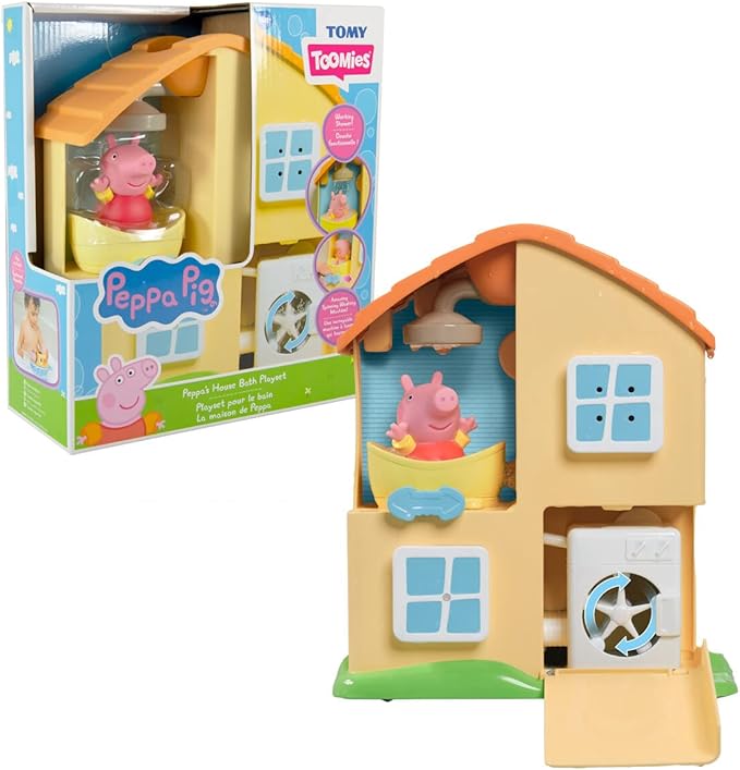 TOMY Toomies Peppa Pig House Bath Toy Playset – Toddler Bathtub Activity Center Suction Cup Toy – Peppa Pig Baby Bath Toys - Toddler Bath and Water Toys - Ages 18 Months and Up