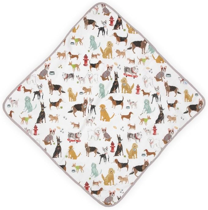 Little Unicorn Premium Infant Hooded Bath Towel| Soft & Absorbent Cotton & Terry Fabric for Newborns (Woof)