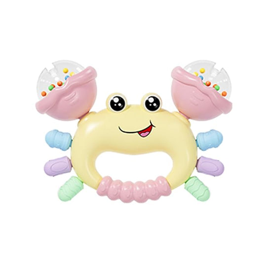 Baby Crab Rattle Toy - ABS Material, Handheld Crab Shaped Toy for Infants, Early Education Grip & Smart Toy for Newborn Boys and Girls(345A) (Yellow)
