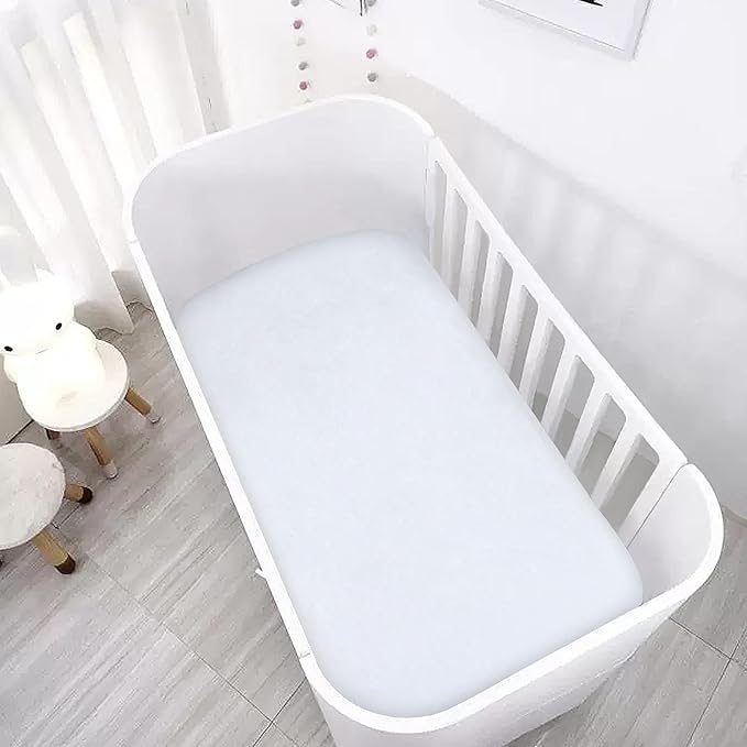 Satin Crib Sheet Soft & Silky Fitted Crib Mattress Sheet (52"x28"x8") for Boys and Girls, Baby Crib Sheets for Standard Crib Mattress, Silk Crib Sheets for Baby Hair and Skin White Crib Sheets