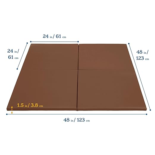 ECR4Kids SoftZone Play Patch Activity Mat Squares, Modular Playmat, Chocolate, 4-Pack