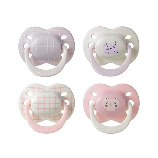 Tommee Tippee Ultimate Fit Newborn Pacifiers, 0-6 Months, Extra Air Holes, Symmetrical Nipple and Shield, 100% BPA Free Silicone, Dishwasher & Sterilizer Safe, Pink and Beige, Pack of 4