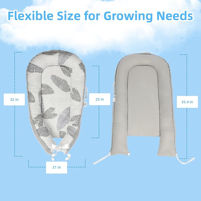 Baby Lounger, Portable Infant Support Pad for Newborn to 24 Months, Lightweight Baby Essential with Breathable Cotton for Tummy Time and Daily Care