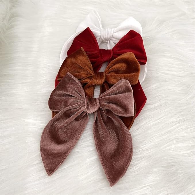 Pack of 24 Velvet Fable Bow Hair Clips for Women, Toddlers, and Kids - Alligator Hair Clips Hair Accessories (Velvet)
