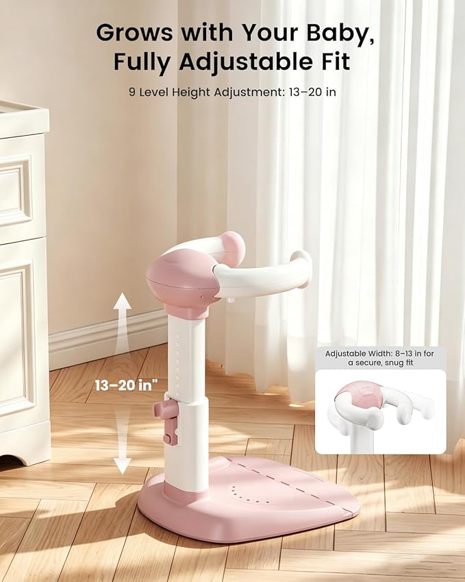 COOSEYA® Baby Shower Stand, Toddler Bath Stand Support with Thicker Colum, Anti-Pinch, Anti-Slip Base, Adjustable Shower Holder for Toddler Standing Up Themselves, Ideal Gift for Infants 8-36 Months