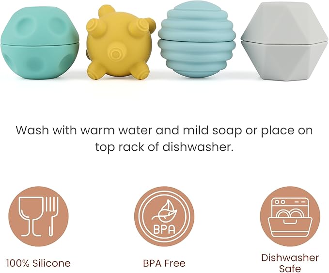 4 Pack Silicone Spheres Sensory Toys, Silicone Sensory Balls for Baby Boys & Girls