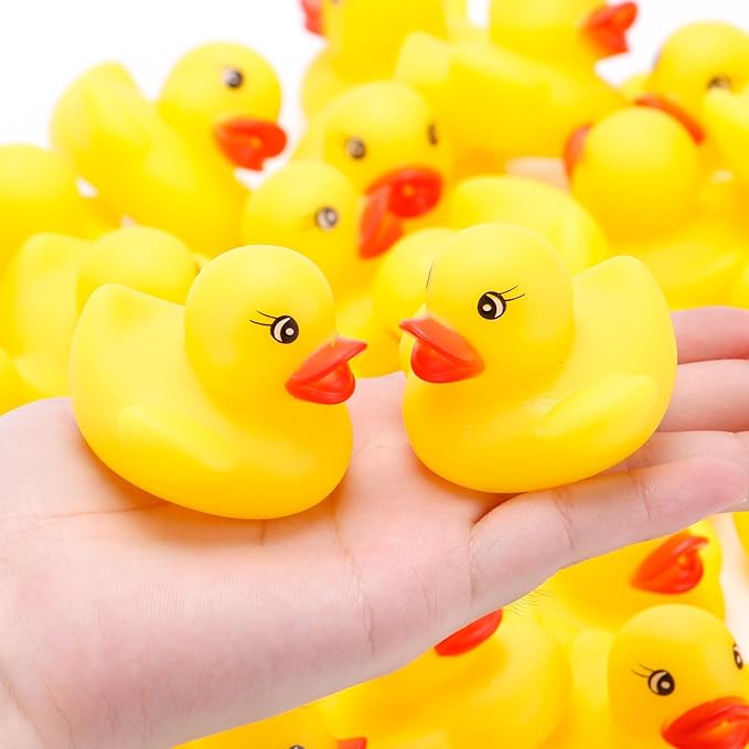 36 PCS Yellow Classic Rubber Duck Bath Toys - BPA Free Floating Duckies for Girls, Baby Shower Decorations, Bulk Party Favors, Kids Birthday Gifts (Yellow)