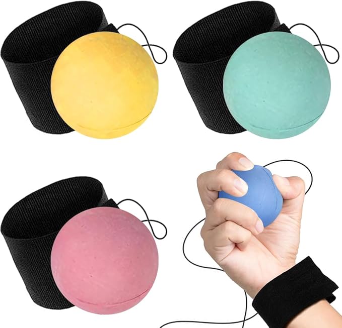 ArtCreativity Foam Return Balls Set of 4 – 2.25" Durable Rebound Balls with String, Assorted Colors, Fun Wrist Ball Toys for Kids, Party Favors, Carnival Prizes, Gifts for Boys & Girls, Indoor Play