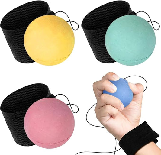 ArtCreativity Foam Return Balls Set of 4 – 2.25" Durable Rebound Balls with String, Assorted Colors, Fun Wrist Ball Toys for Kids, Party Favors, Carnival Prizes, Gifts for Boys & Girls, Indoor Play
