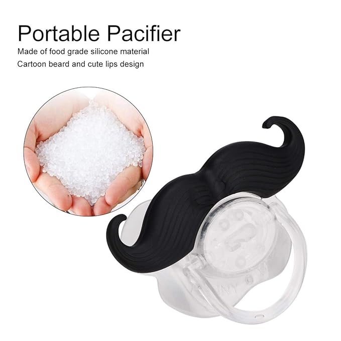 Baby Funny Pacifier Silicone Pacifier Food Grade Lips Portable Cute Pacifiers with Funny Beard Design for Child Kids Teeth Gift