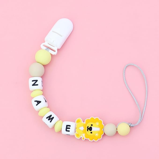 Personalized Pacifier Clip with Name for Girls Boys, Custom Name Stroller Clip Holder, Customized Silicone Holder Leash