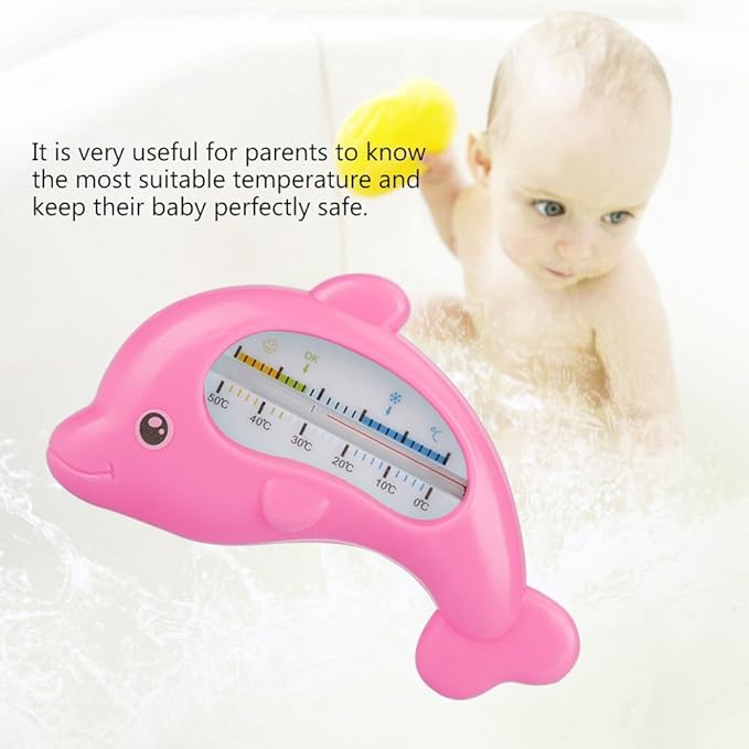 Dolphin Baby Bath Thermometer, Child Bath Thermometer, Digital Bath Thermometer and Baby Room Bath Thermometer for Kids Babies to Measure Water Temperature(Rose Red Dolphin)