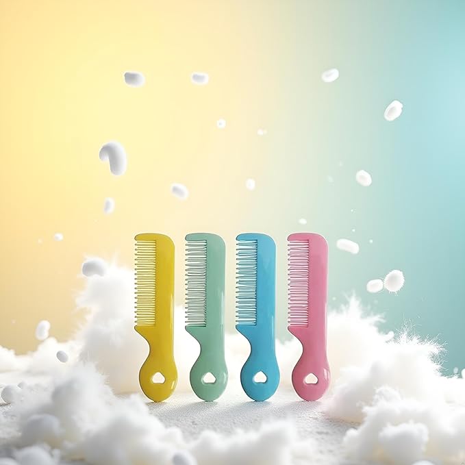 4Pcs Colorful Tip Bristles Baby Cute Comb Baby Grooming for Sensitive Scalp Skin, for Nursery Newborn Infant Girl Boy Kids Comb Baby Grooming (Round)