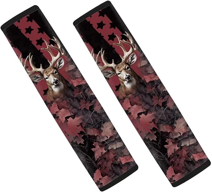 AFPANQZ Two Pack Car Seat Belt Cover for Women Mens Leaves and Deer Print Drivers Shoulder Protetion Car Seats Accessories Vehicle Auto Seatbelt Cushion Pads