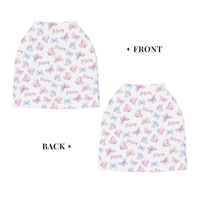 Personalized Baby Car Seat Cover for Girls, Custom Butterfly Nursing Covers for Breastfeeding with Name, Infant Stroller Cover, Baby Carseat Canopy for Newborn, Multiuse Car Seat Canopies