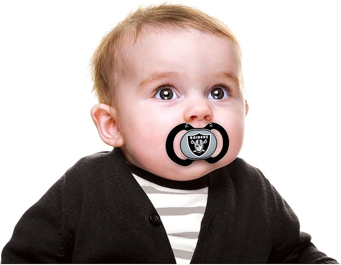 Baby Fanatic Officially Licensed Unisex Pacifier 2-Pack - Las Vegas Raiders NFL