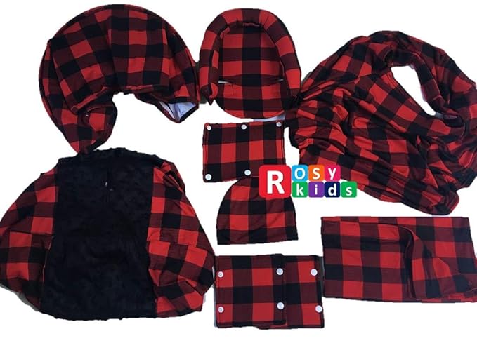 9pc Baby Boy Baby Girl Ultimate Set of Infant Car Seat Cover Canopy Headrest Blanket Hat Nursing Scarf, 01AT01