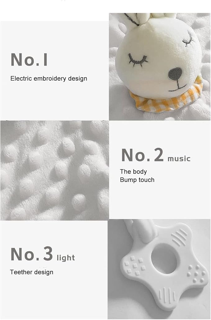 Alomejor Baby Bunny Security Blanket Chewable Accompany Enrich Senses Baby Teether Blanket