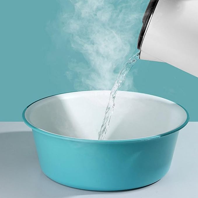 FTVOGUE Thickened Plastic Wash Basin Multipurpose Washtub for Face Clothes Feet with Rounded Bottom Color Clashing Design (26x9cm)