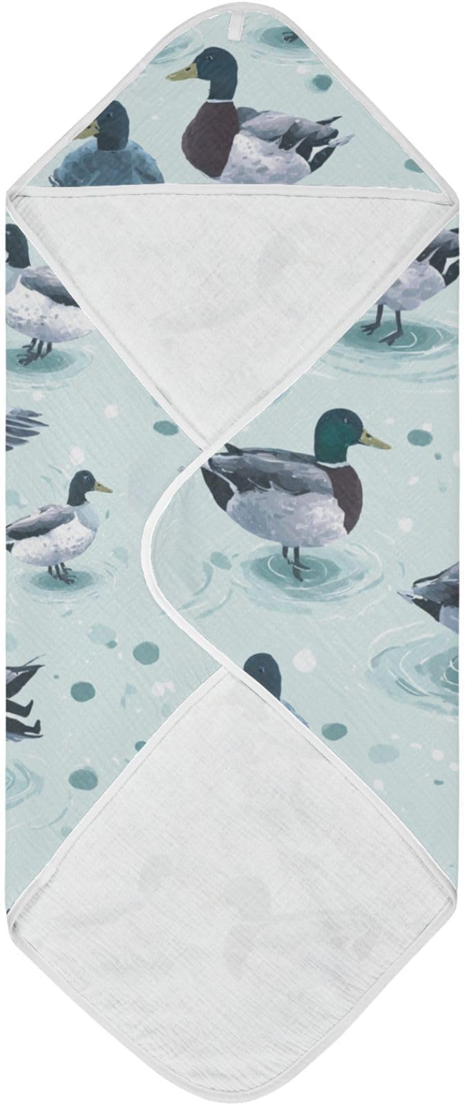 Pigsaly Cute Mallard Ducks Hooded Baby Towel Farmhouse Animals Baby Bath Towel Unisex Toddlers Hooded Towels Cotton Boy Washcloths Girl Shower Towel for Infant Newborn 30 x 30 in